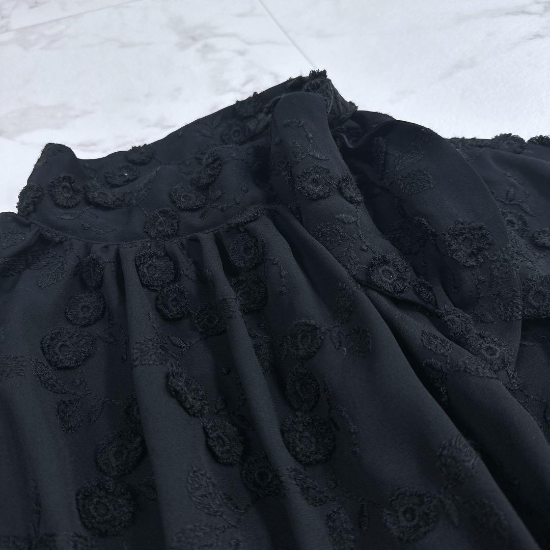 ウィムガゼット 刺繍ボウブラウス　フラワー刺繍　ボウタイ　長袖ブラウス　25年