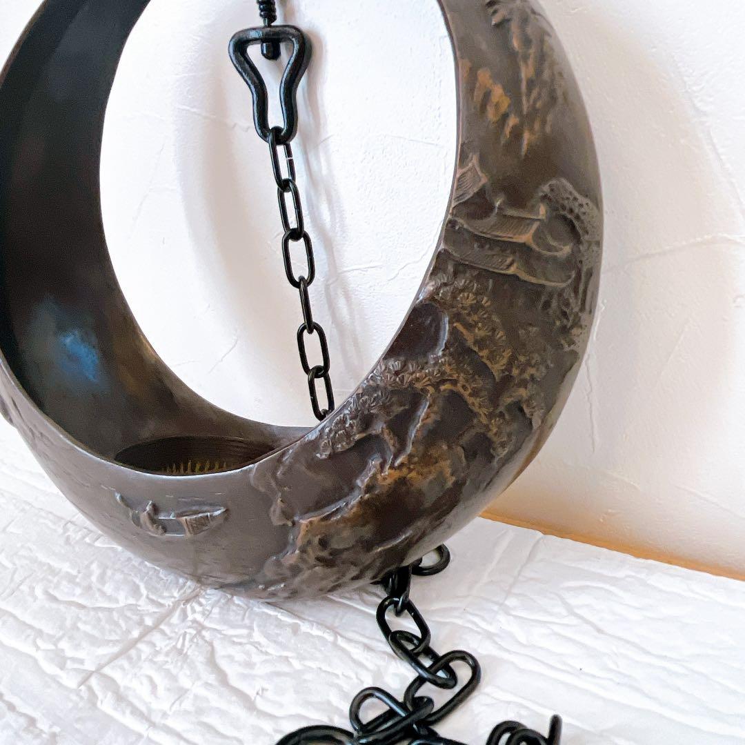 満月 吊り花器 鋳物 花入れ 鉄製 和モダン 茶室 飾り 工芸品 池坊 花器