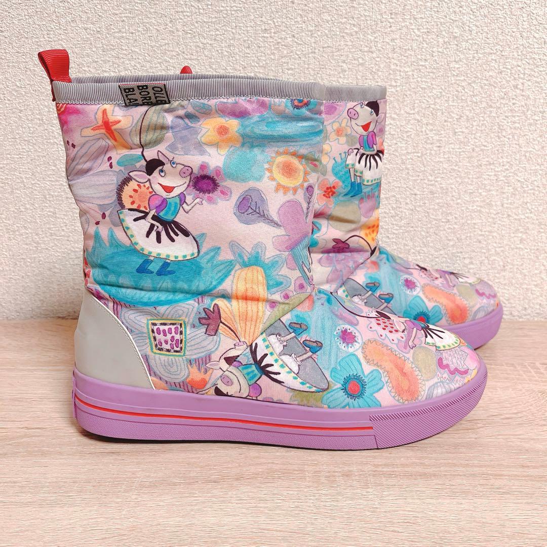 OLLEBOREBLA カラフル プリント ショート レイン ブーツ L 紫