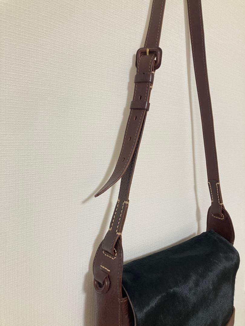 genten ハラコ ブラック　ショルダーバッグ　トートバッグ