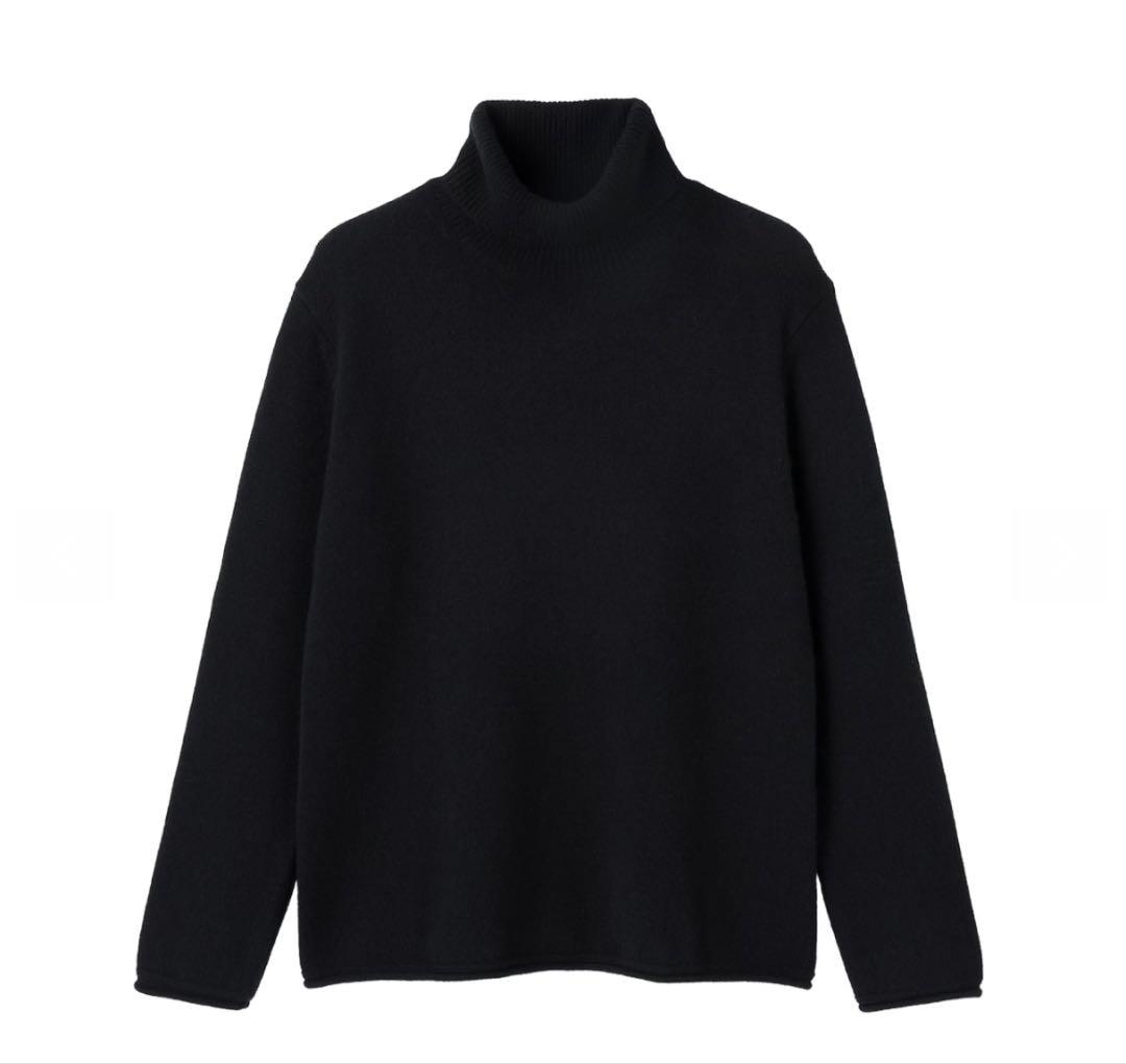 MUJI Labo自然の色を生かして染色したカシミヤタートルネックセーター黒 L