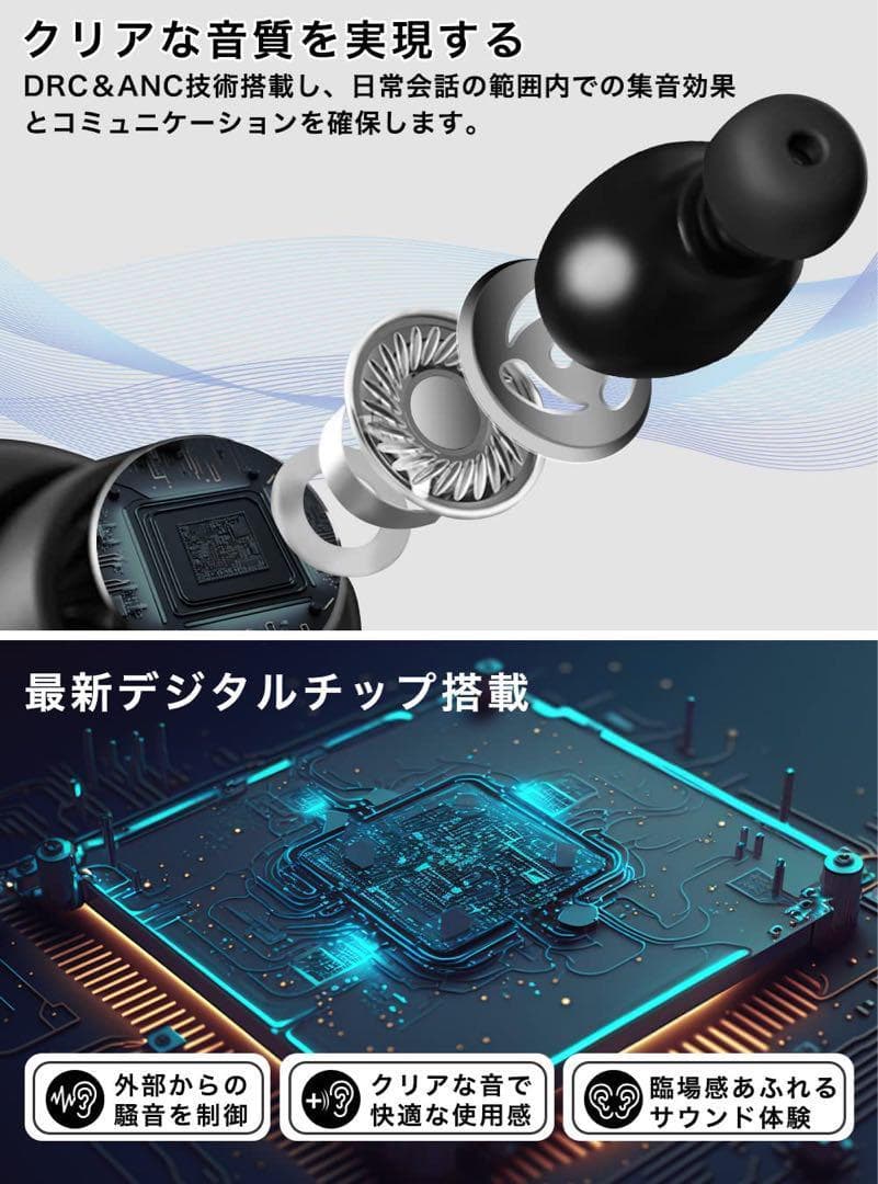 集音器 Bluetooth 充電式 首かけ式 高齢者向け 軽量 ノイズ低減