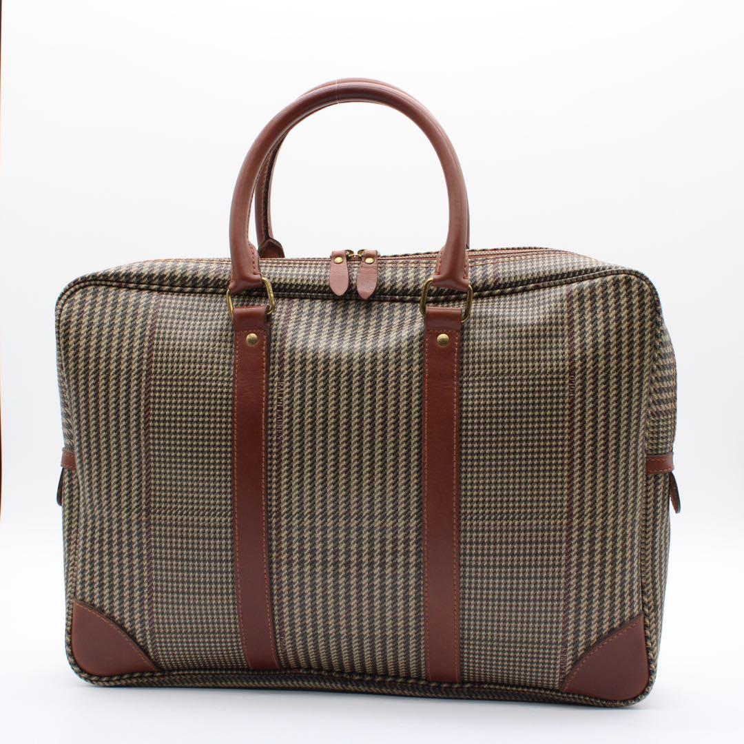 【美品】Polo Ralph Lauren 千鳥格子 ビジネスバッグ ブラウン