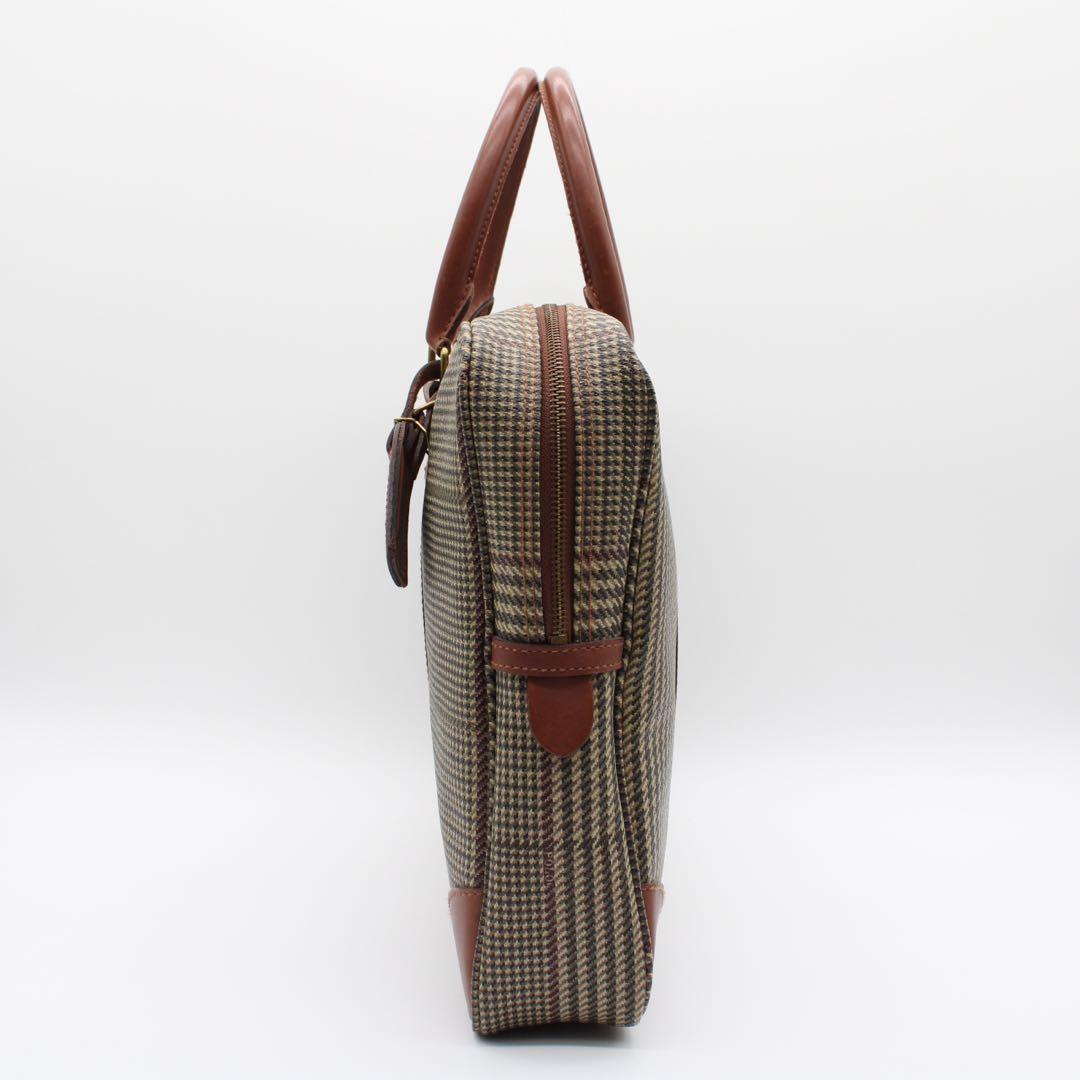 【美品】Polo Ralph Lauren 千鳥格子 ビジネスバッグ ブラウン