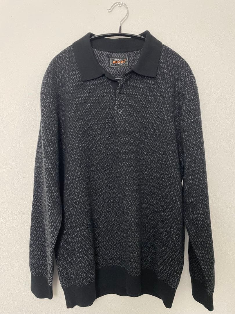 BEAMS+ ダイヤモンド パターン ニット ポロシャツ