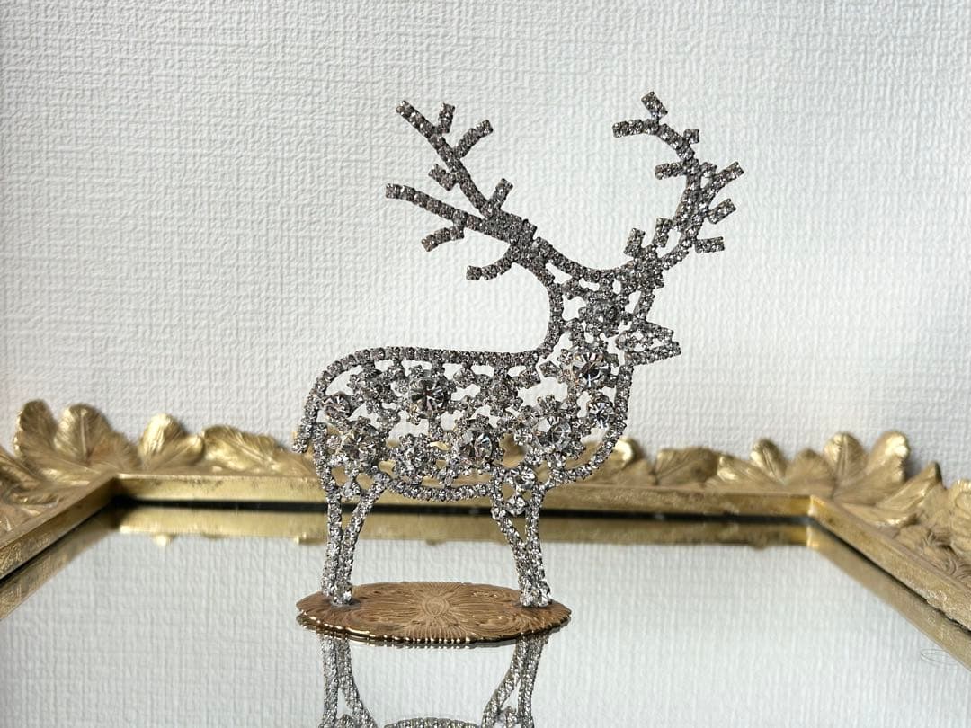 チェコガラス/トナカイ/右向き/クリスマス/オブジェ/卓上/ラインストーン