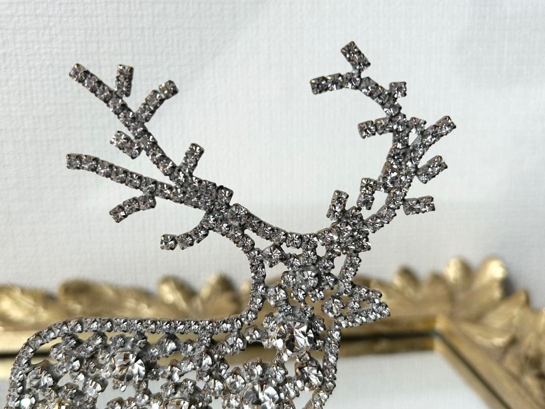 チェコガラス/トナカイ/右向き/クリスマス/オブジェ/卓上/ラインストーン