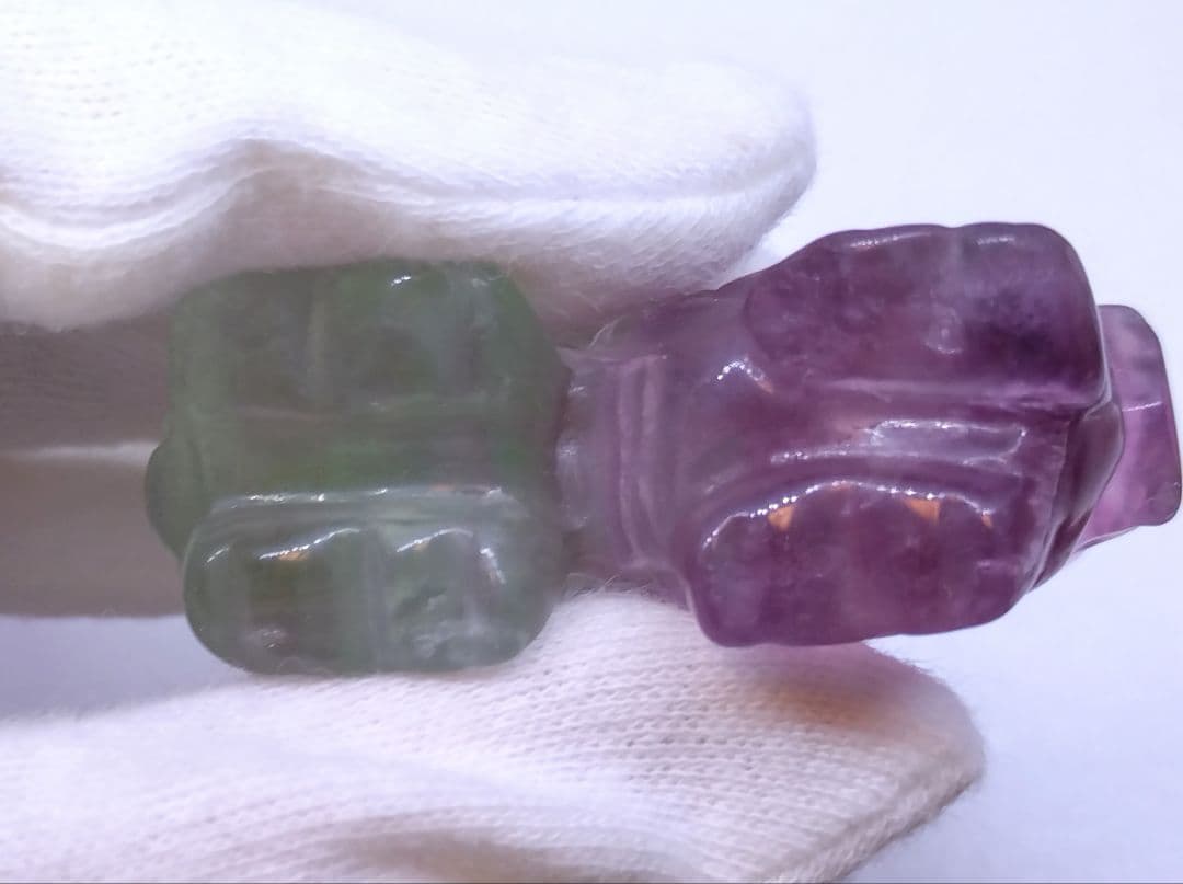 フローライト　キャンディ　龍　辰　ドラゴン　彫り物　カービング　干支　セット