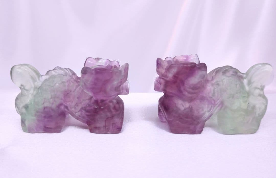 フローライト　キャンディ　龍　辰　ドラゴン　彫り物　カービング　干支　セット
