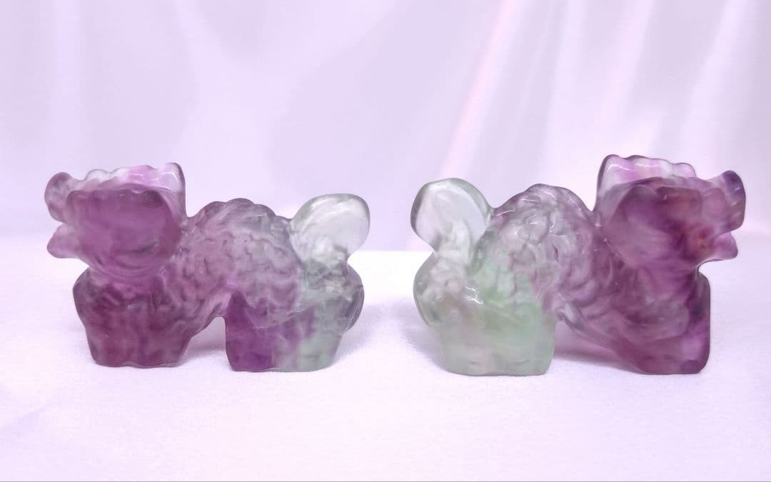 フローライト　キャンディ　龍　辰　ドラゴン　彫り物　カービング　干支　セット