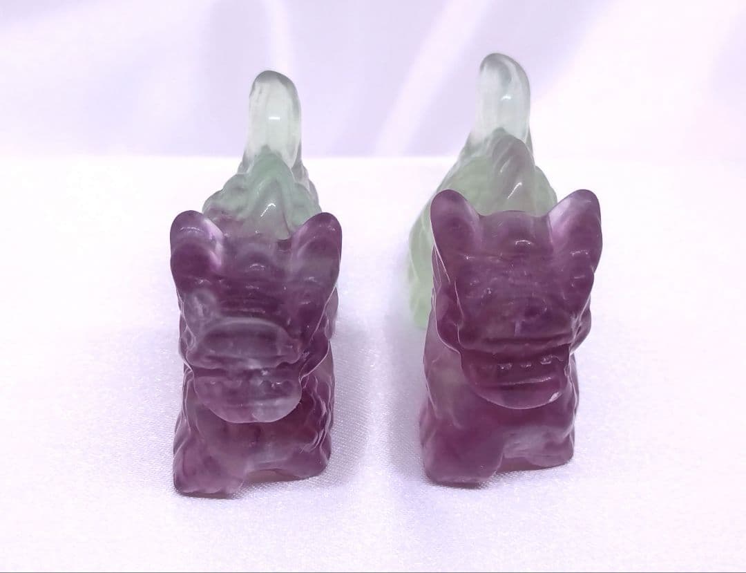 フローライト　キャンディ　龍　辰　ドラゴン　彫り物　カービング　干支　セット