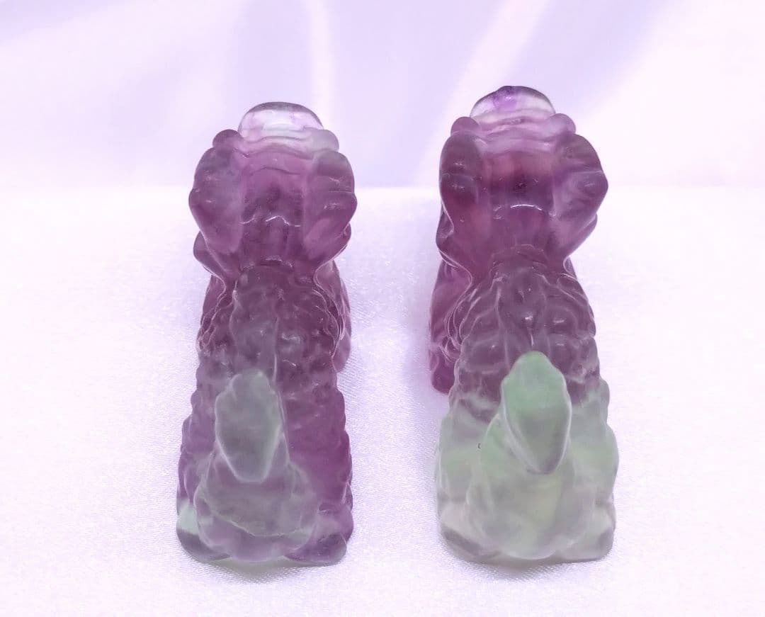 フローライト　キャンディ　龍　辰　ドラゴン　彫り物　カービング　干支　セット