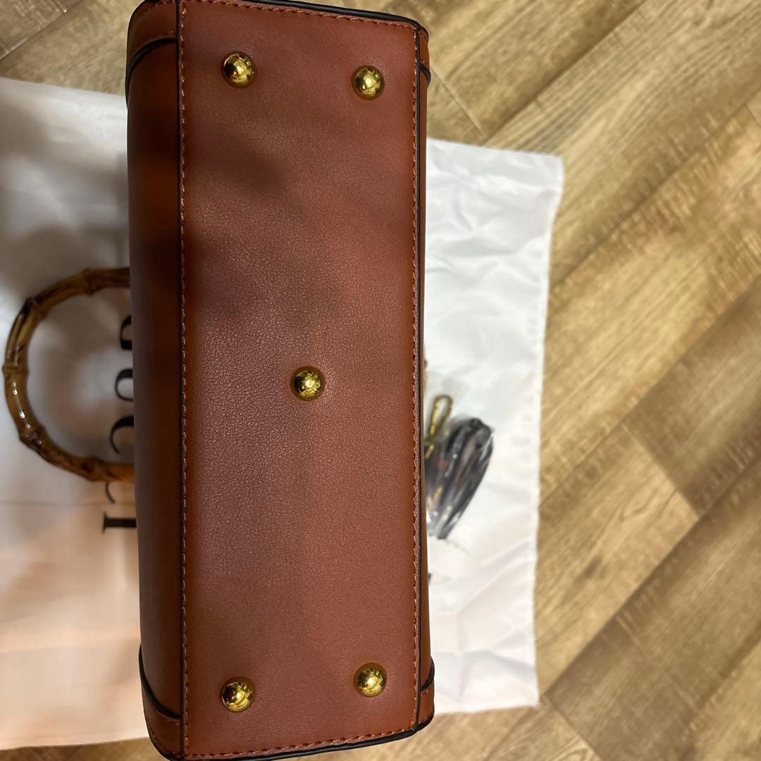 ブラウン バンブーハンドバッグ　バレンタイン