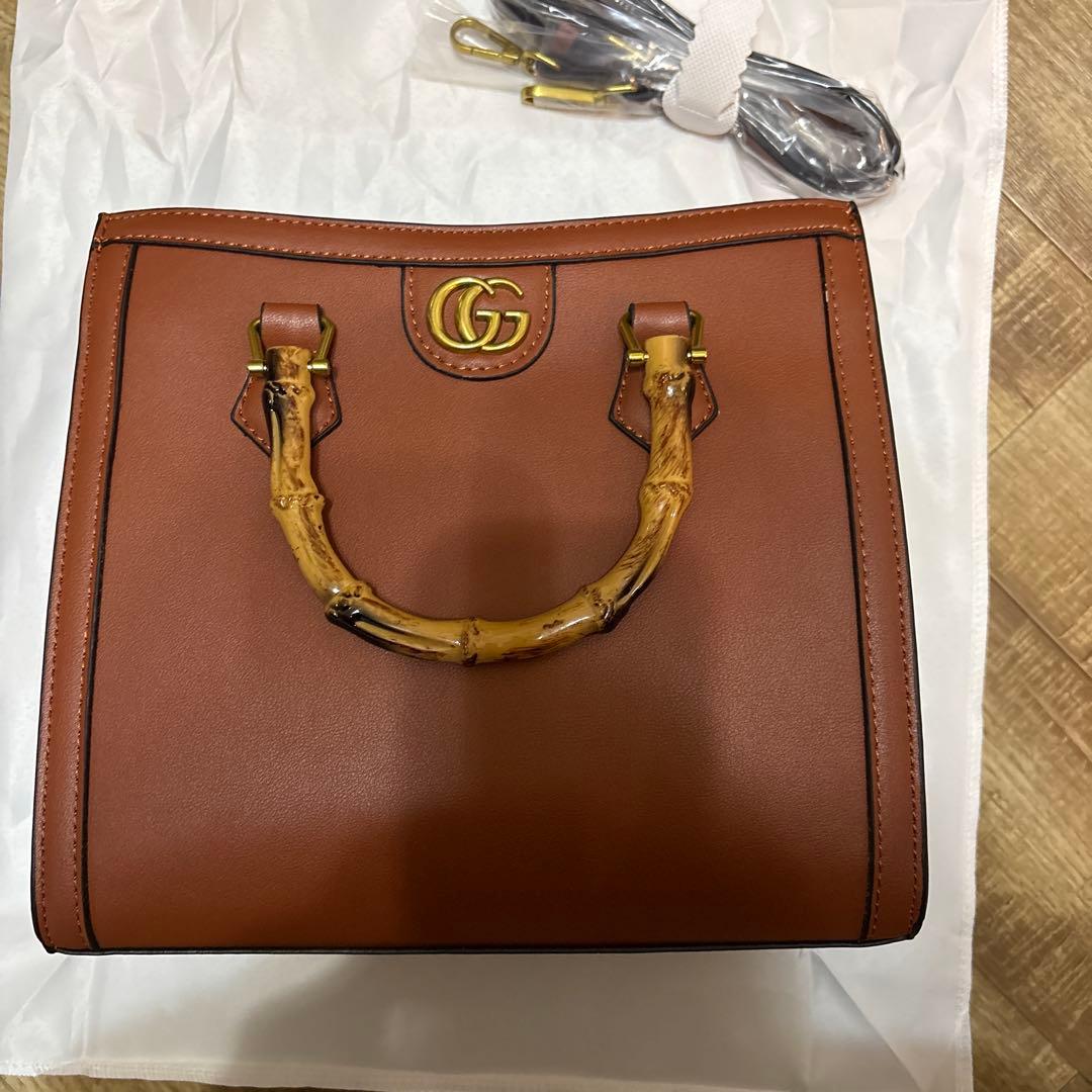 ブラウン バンブーハンドバッグ　バレンタイン