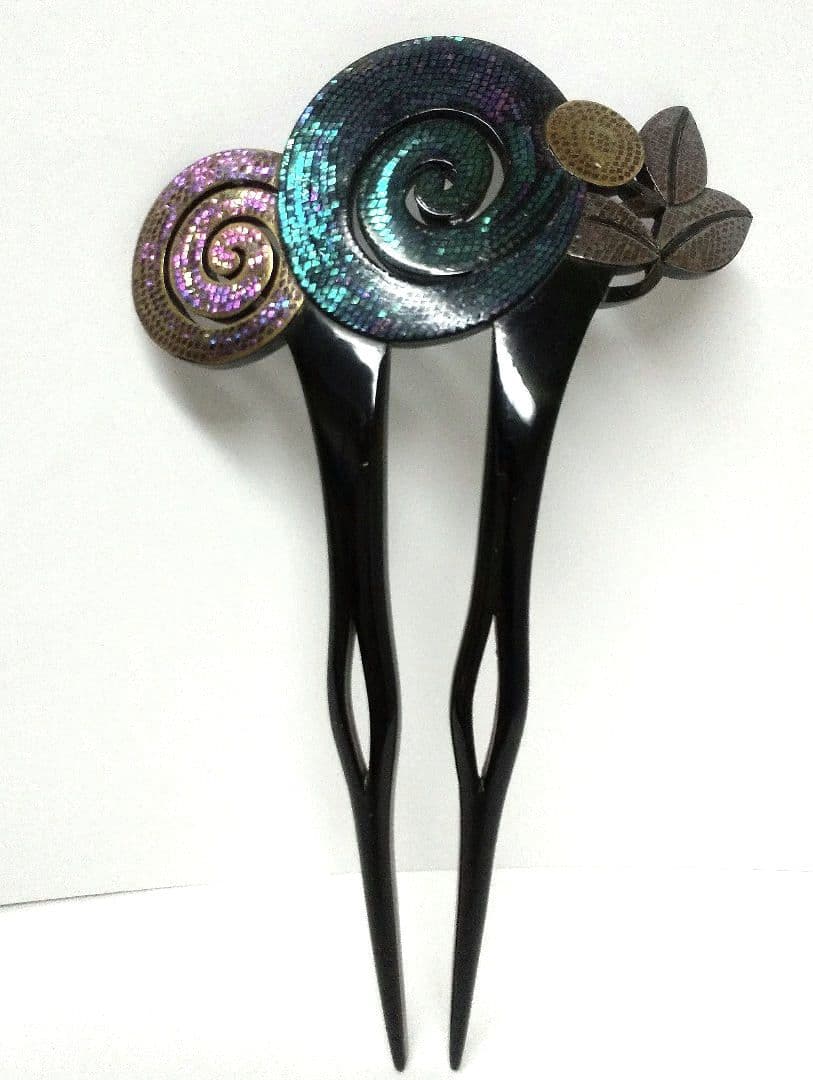 【永光作】本鼈甲 螺鈿簪 銘あり 美品