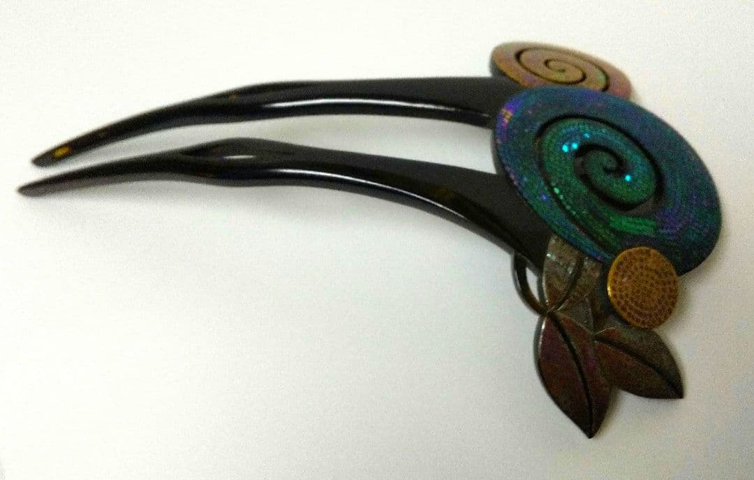 【永光作】本鼈甲 螺鈿簪 銘あり 美品