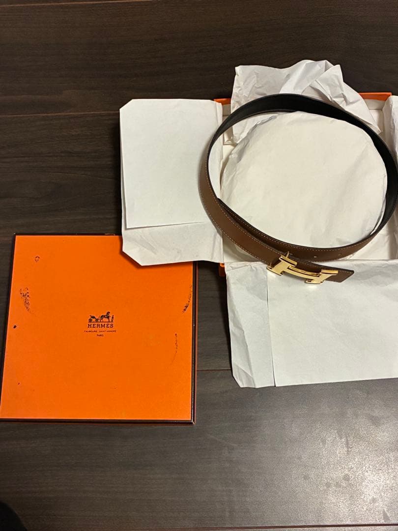 HERMES ブラウンレザーベルト 77cm