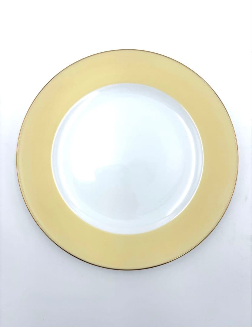 大倉陶園 OKURA 色蒔き20cmデザートプレート　クリームイエロー6枚セット