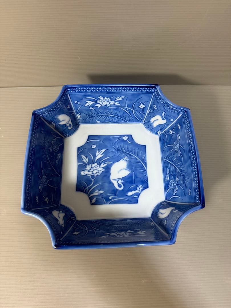 2273 深川製磁 オールド　白鷺 変形 深鉢　未使用