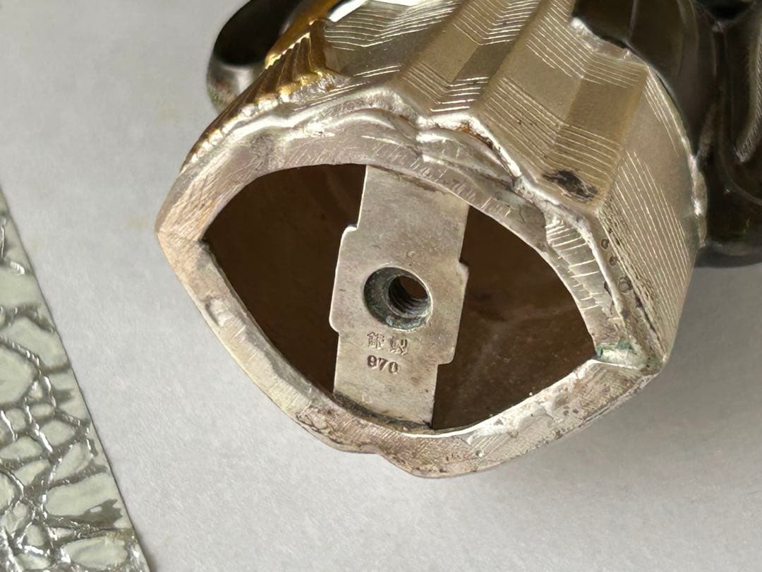 銀製　高砂置物