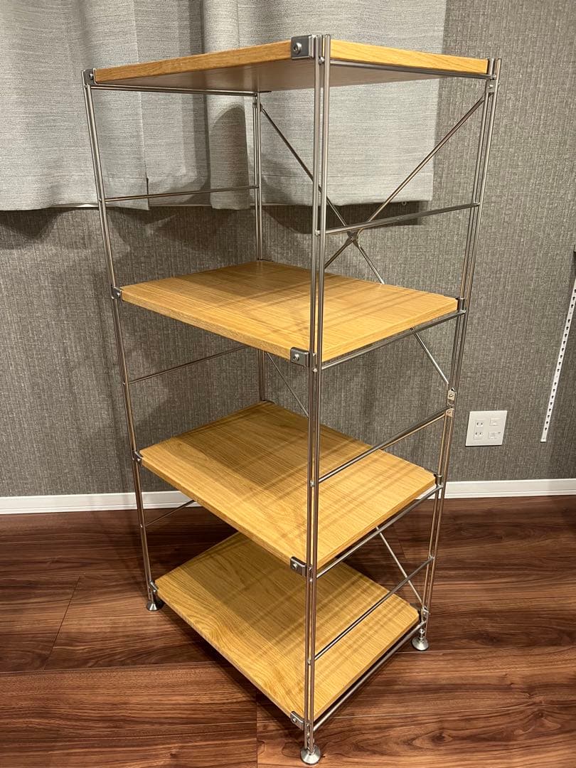 無印良品ステンレスユニットシェルフ　ナチュラルウッド4段シェルフ