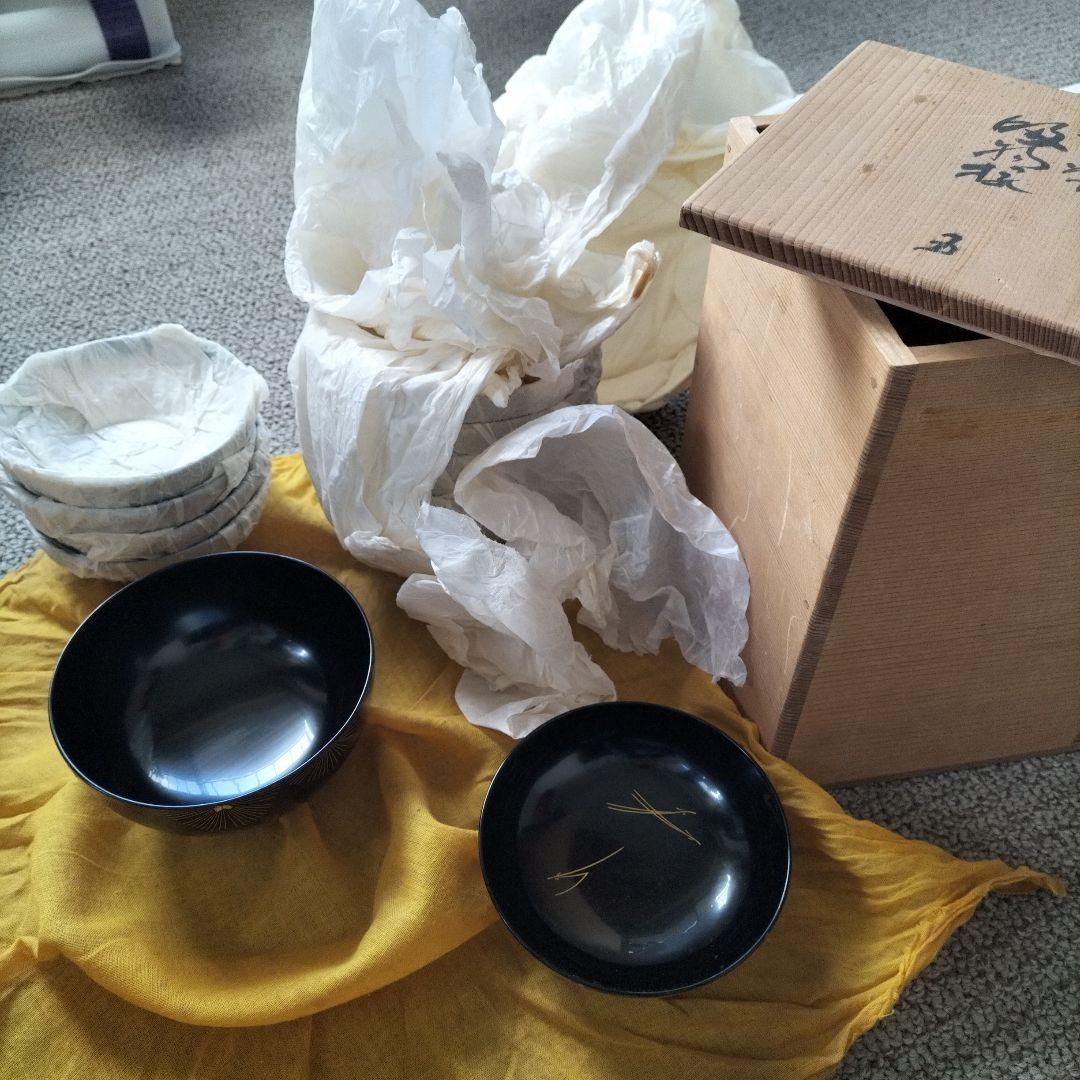 年代物輪島塗お吸い物５客揃い無傷未使用品