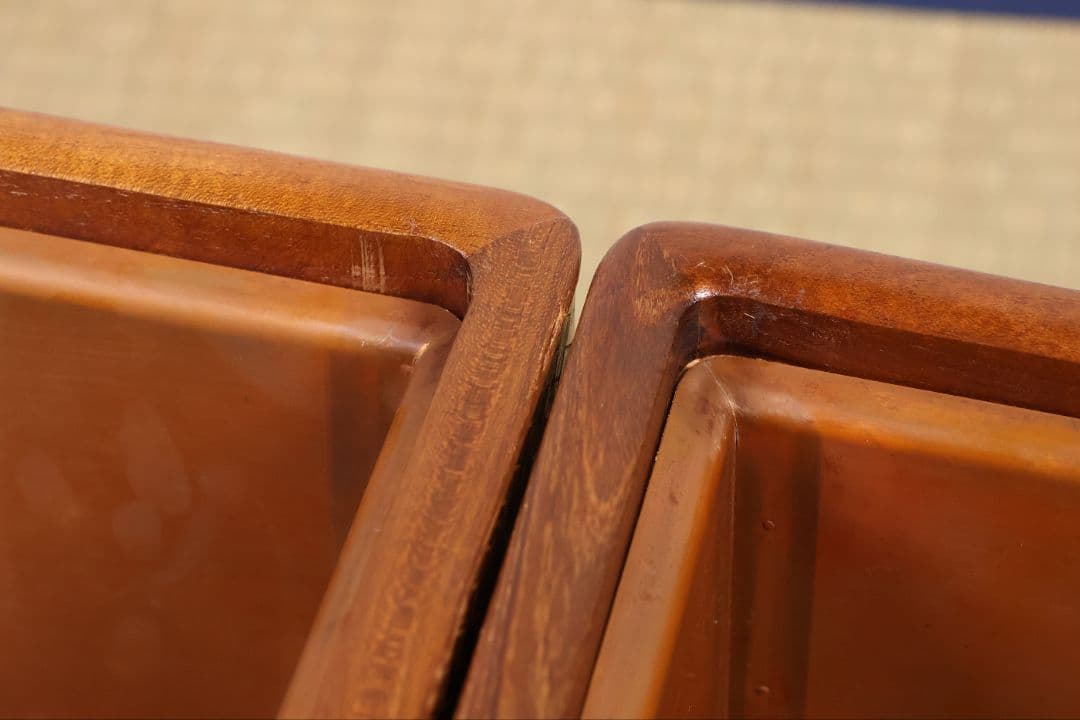 平安 象彦造 桑 網代 角形 火鉢 一対 幅32cm 古民具 木製【MB105】