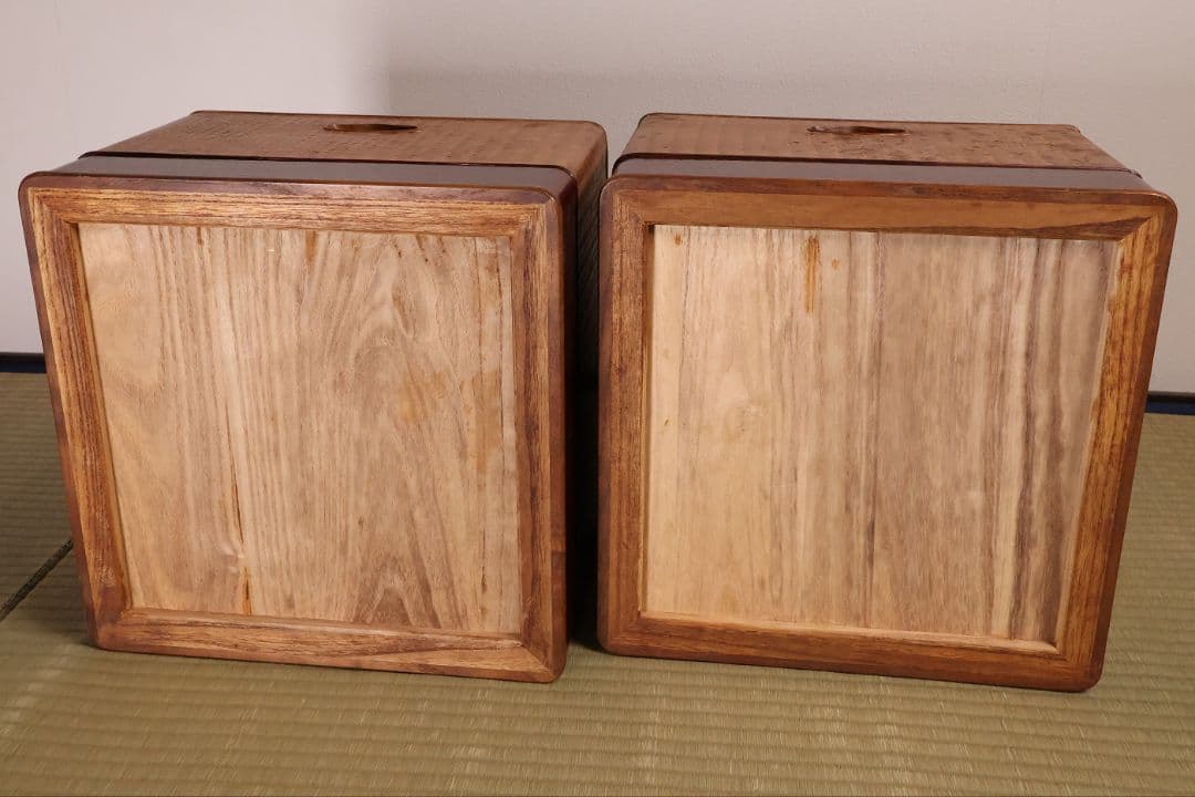 平安 象彦造 桑 網代 角形 火鉢 一対 幅32cm 古民具 木製【MB105】