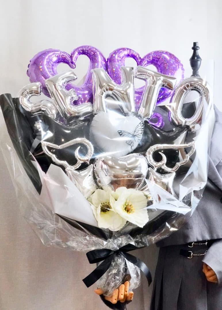 ※ご購入前に文字をご連絡下さい⭐︎NameバルーンブラックパープルBIGサイズ！