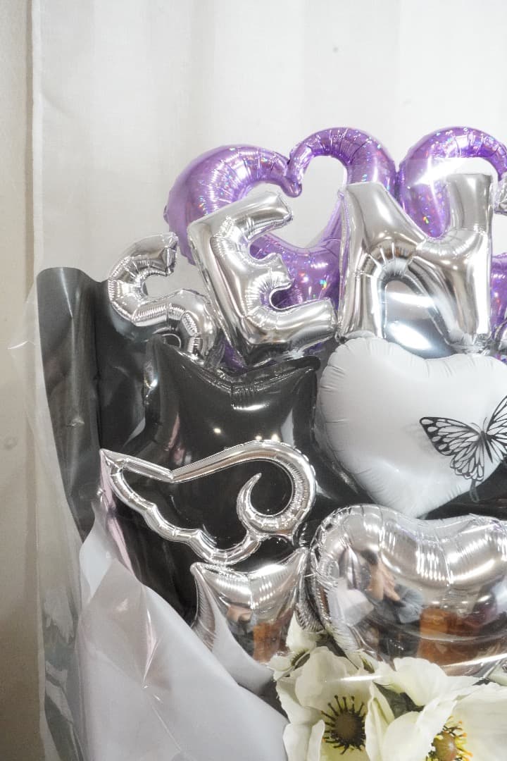 ※ご購入前に文字をご連絡下さい⭐︎NameバルーンブラックパープルBIGサイズ！