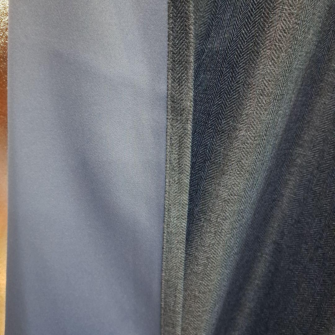 ダークブルー ヘリンボーンカーテン、レースセット100×198 2枚組