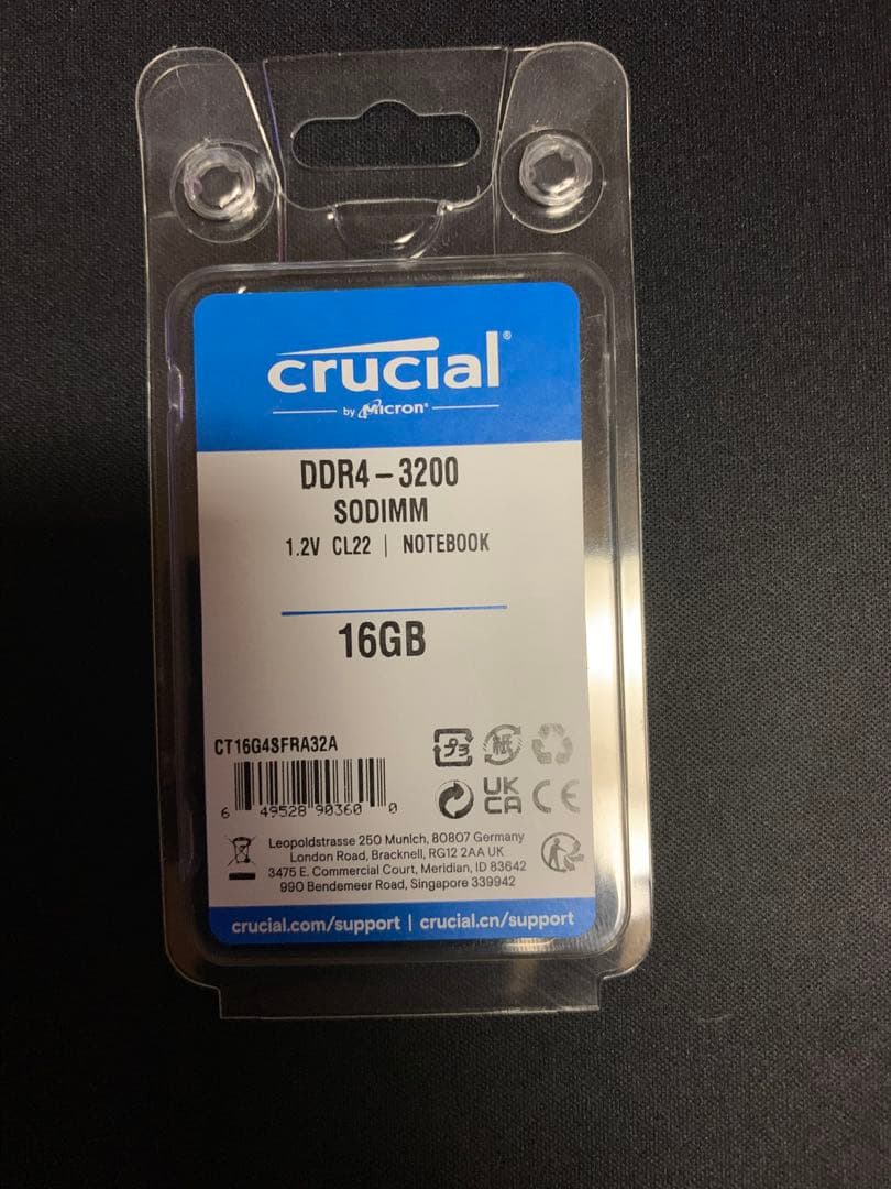 crucial DDR4 16G メモリ