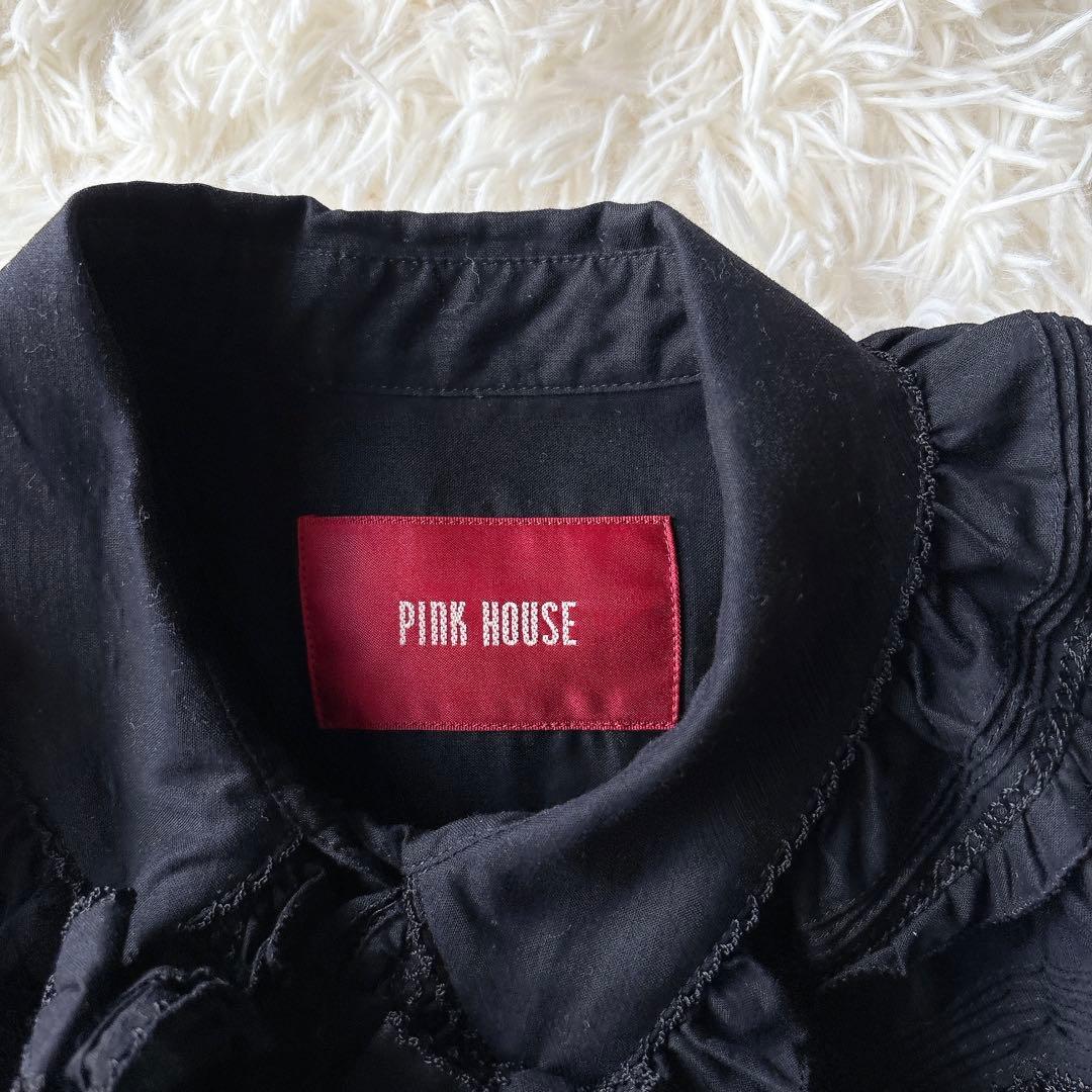 未使用級✨️ピンクハウス ボリュームフリルシャツ ピコフリル リボン バックロゴ
