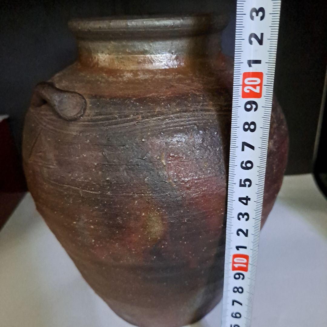 KaZe3456 茶道道　桃山時代　古備前焼　茶壺　３耳壺　三角刻印