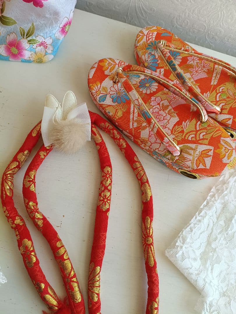 アンティークピンクの着物とキラキラ作り帯セット