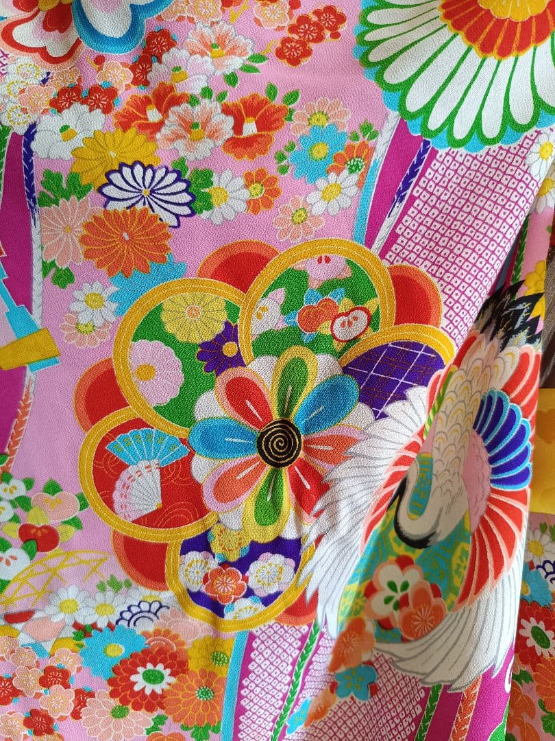 アンティークピンクの着物とキラキラ作り帯セット