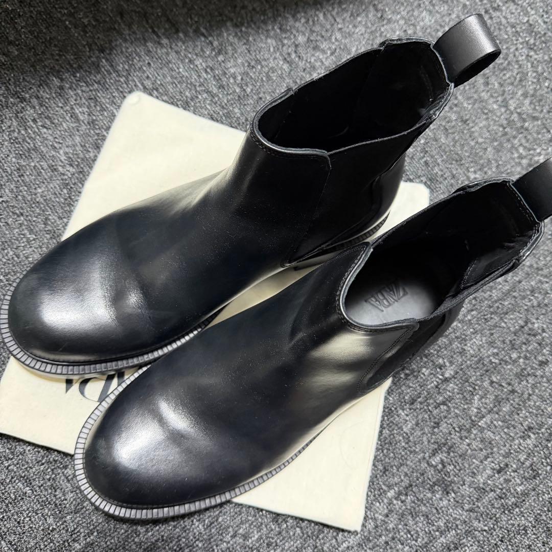ZARA レザーチェルシーブーツ