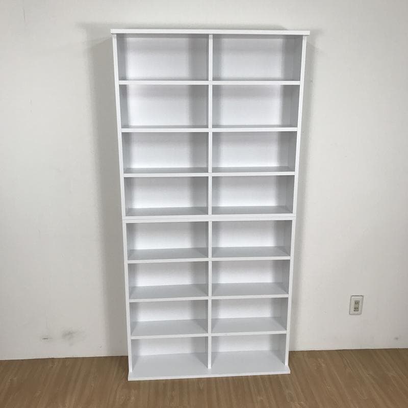 №6090【新品】縦置き・横置きのできる書棚セット90㎝×2個組 WH☆