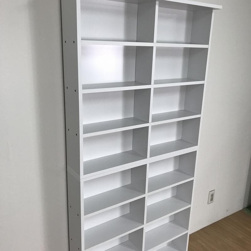 №6090【新品】縦置き・横置きのできる書棚セット90㎝×2個組 WH☆