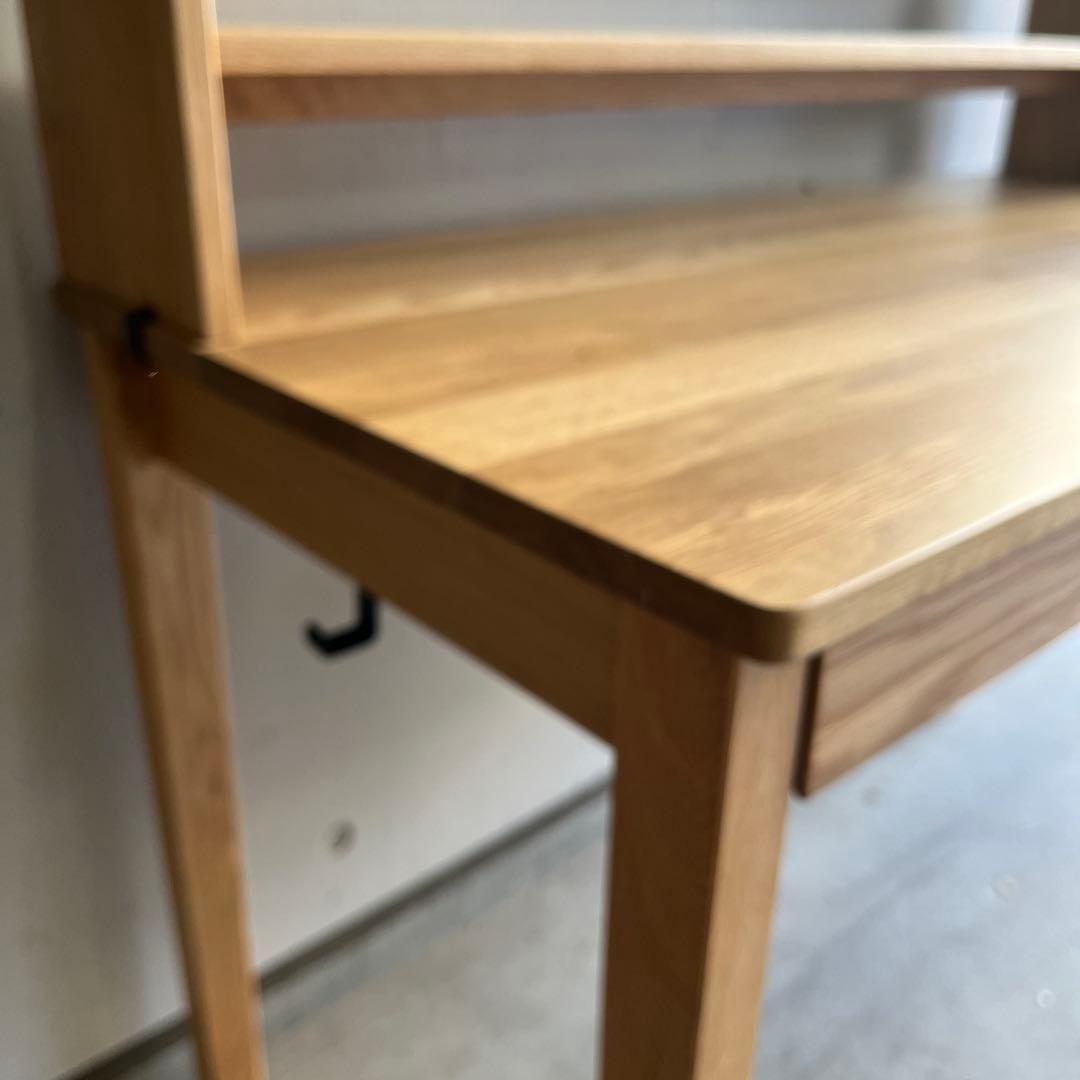 美品★無印 木製デスク オーク材 上置き棚付