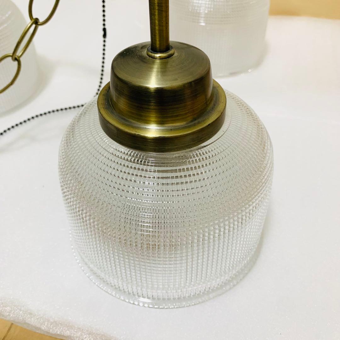 【動作品】ユーワ　ガラスペンダントライト 3灯