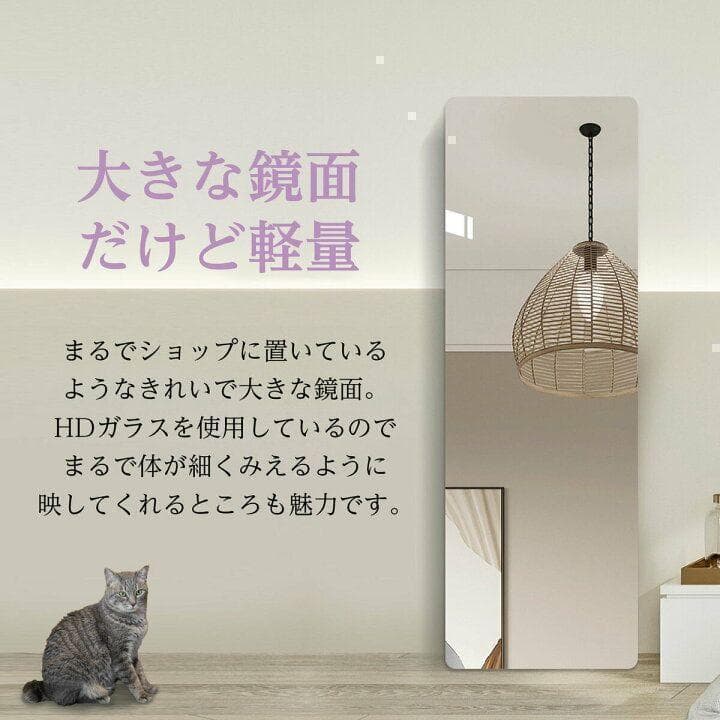 スタンドミラー 壁掛け 軽量 薄いフレーム 165cmx60cm 1524-6