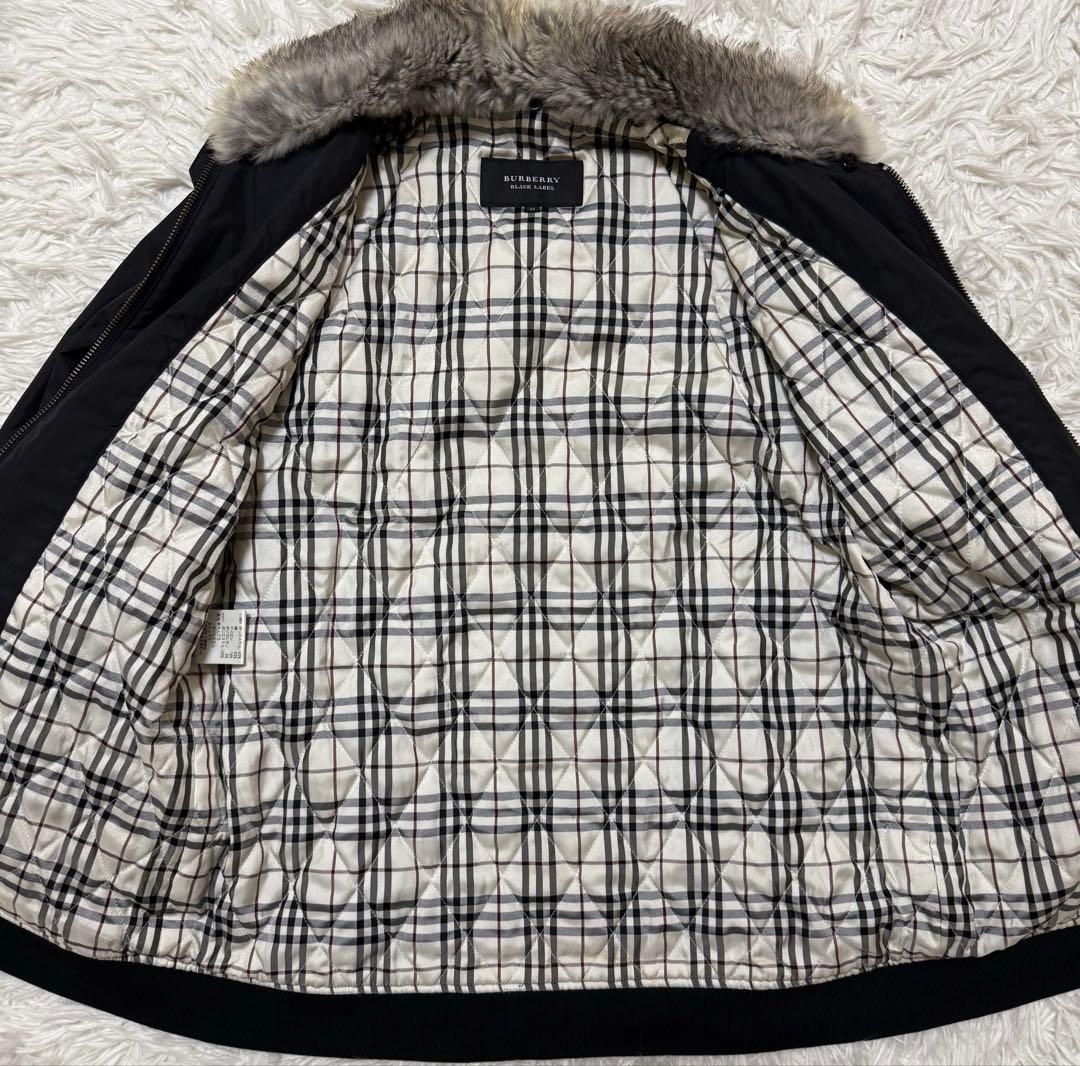 BURBERRY BLACK LABEL ラビットファージャケット　ノバチェック