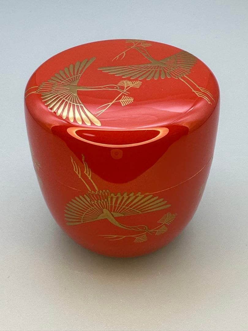 茶道具　棗　浜崎貞鳳　松食鶴蒔絵