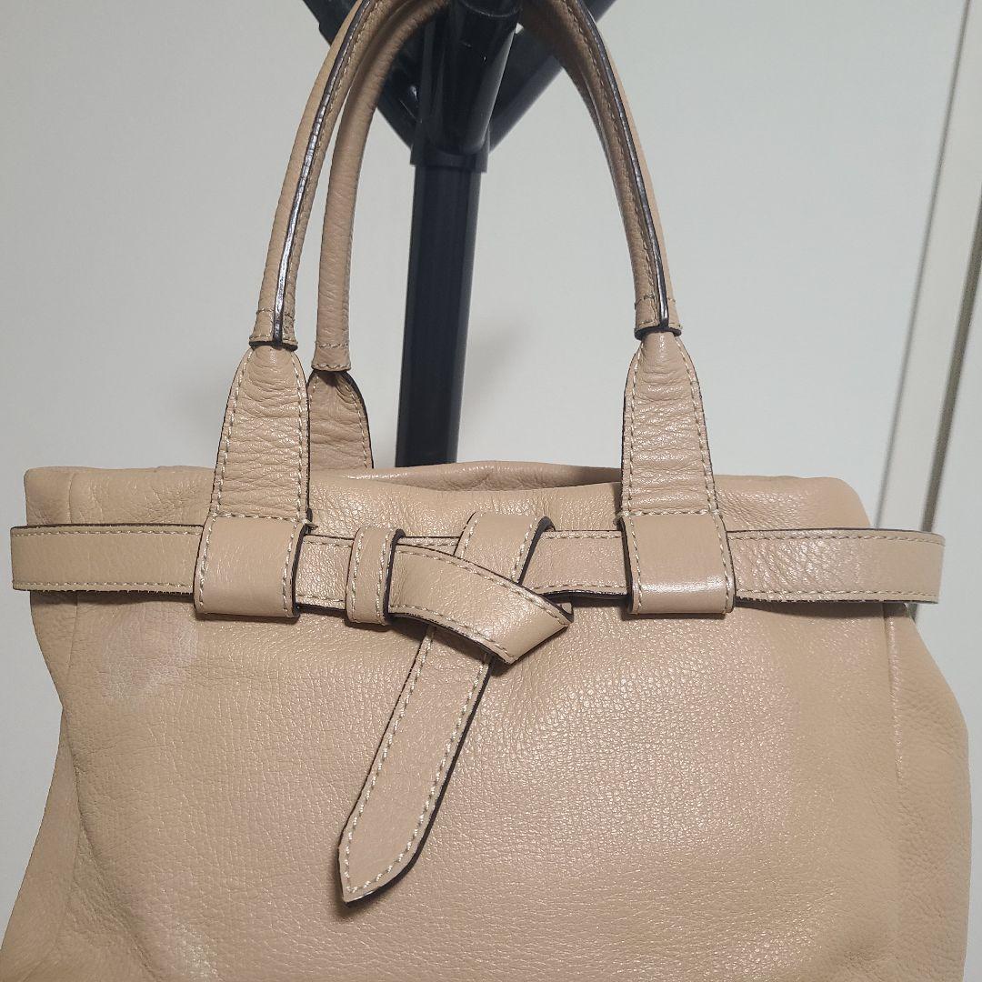 【美品】 土屋鞄 シボ革 レザーハンドバッグ ベージュ 上品 通勤 トート 軽量