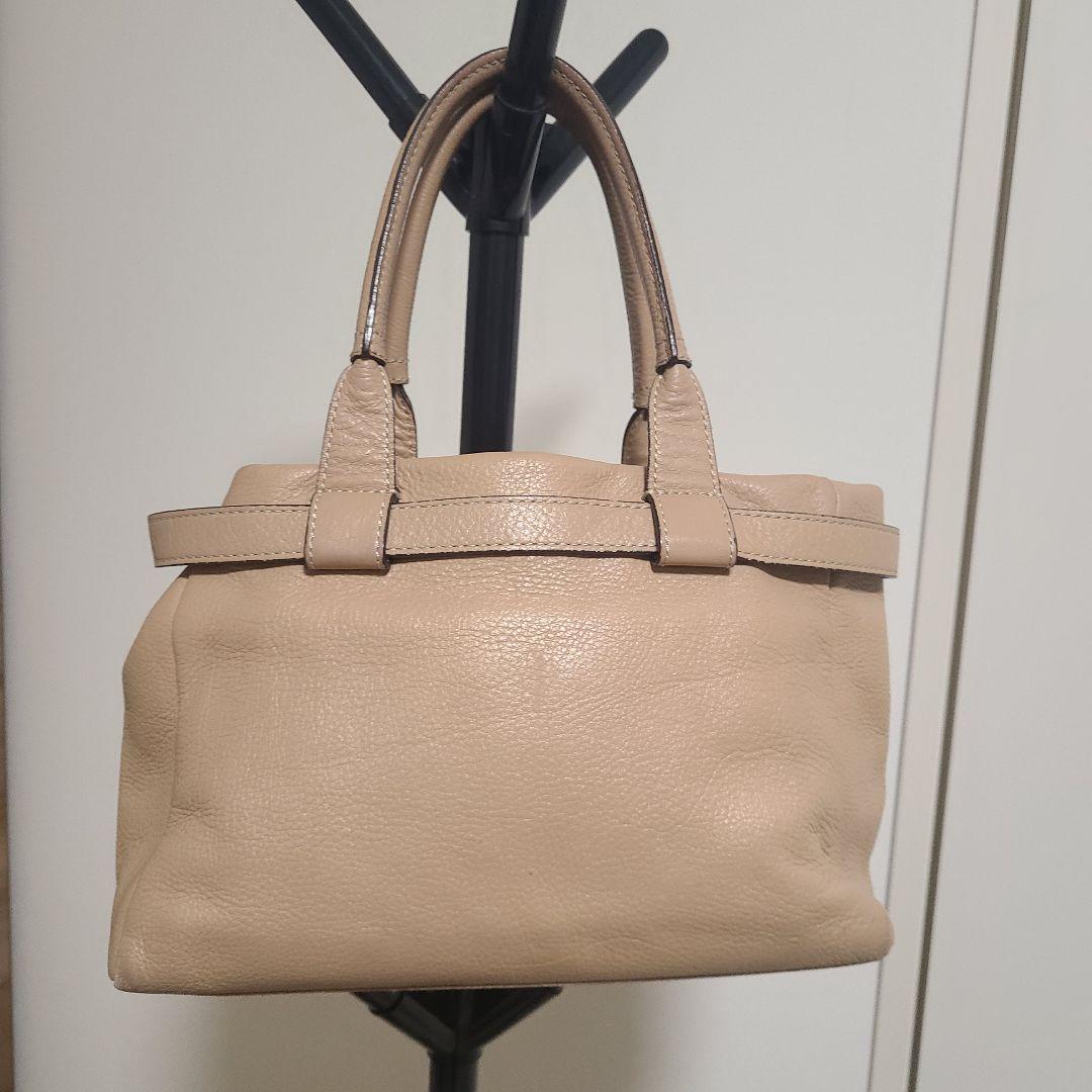 【美品】 土屋鞄 シボ革 レザーハンドバッグ ベージュ 上品 通勤 トート 軽量