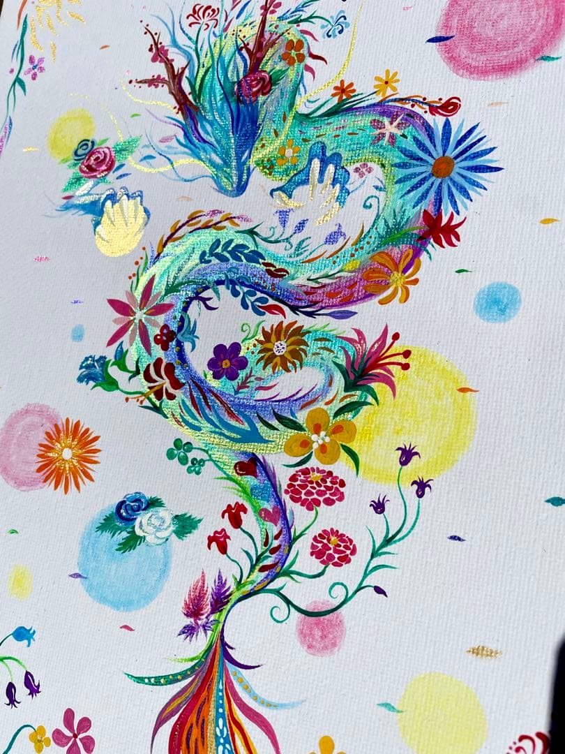 「幻の花龍」 ② アクリル画 開運絵画 龍神 抽象画 龍ノツカイ