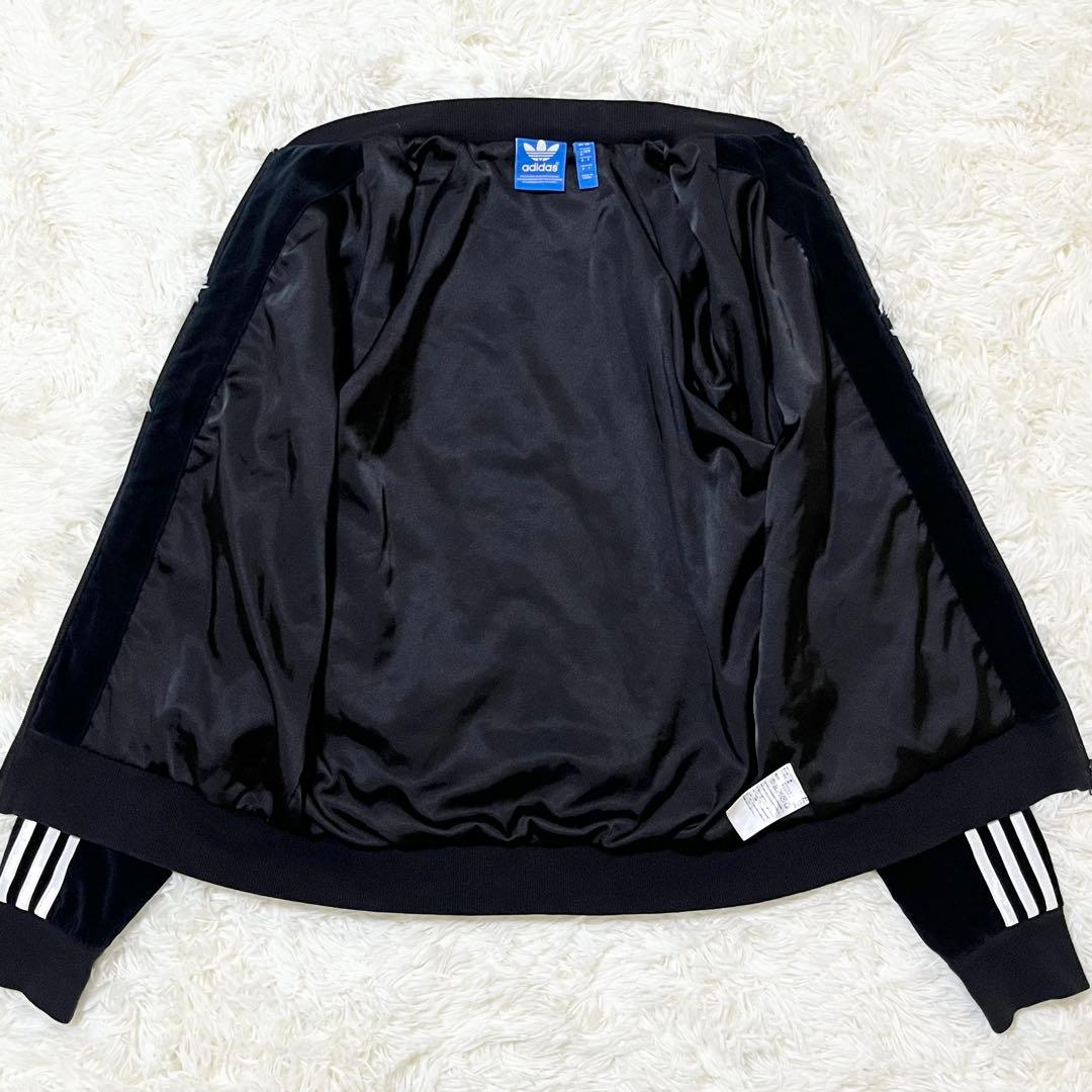 アディダス ベロアスーパースタートラックトップ M 黒系 トレフォイルロゴ刺繍