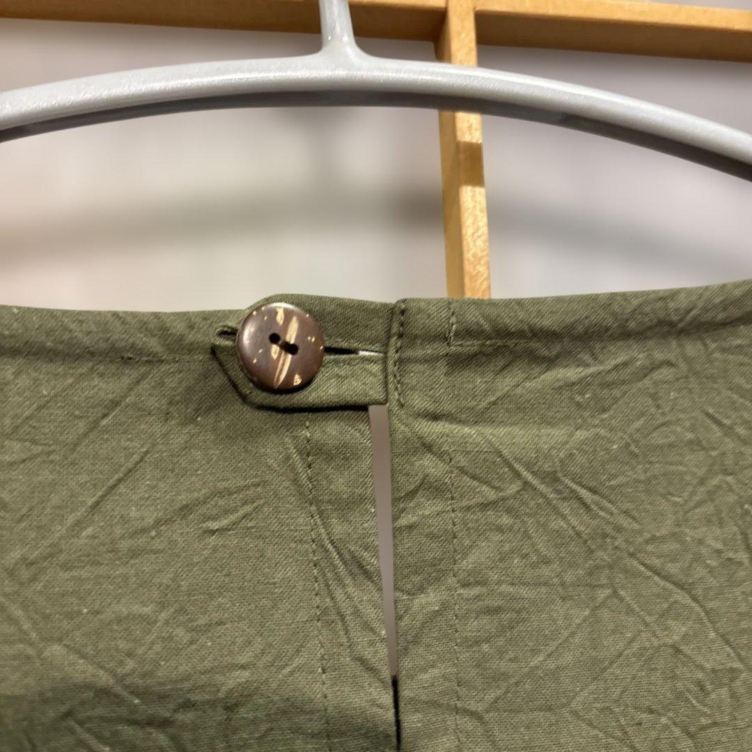 かぶり割烹着　深緑　シワ加工　日本製