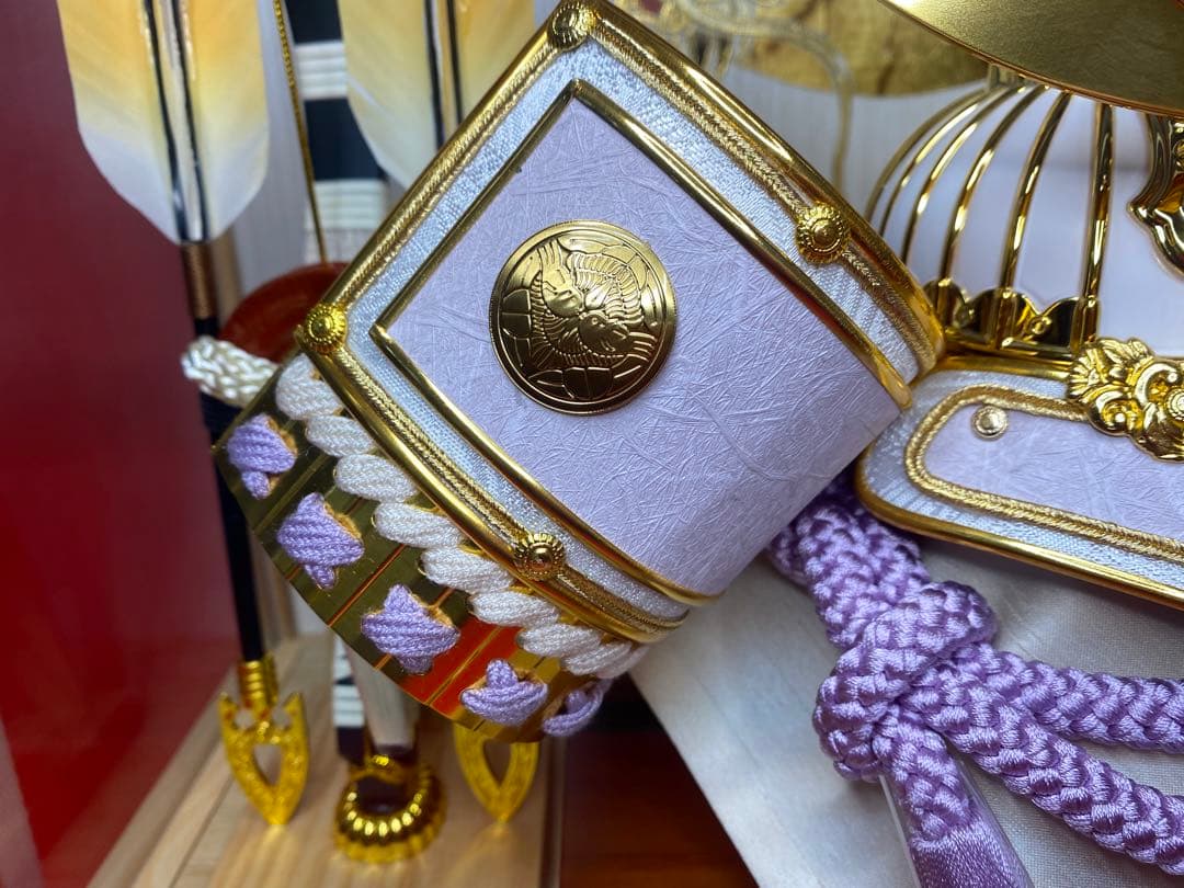 上杉謙信　東京久月　五月人形　兜飾り木目六角パノラマクリルケース入